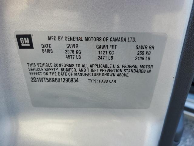 2G1WT58N681298934 - 2008 CHEVROLET IMPALA LT SILVER photo 13