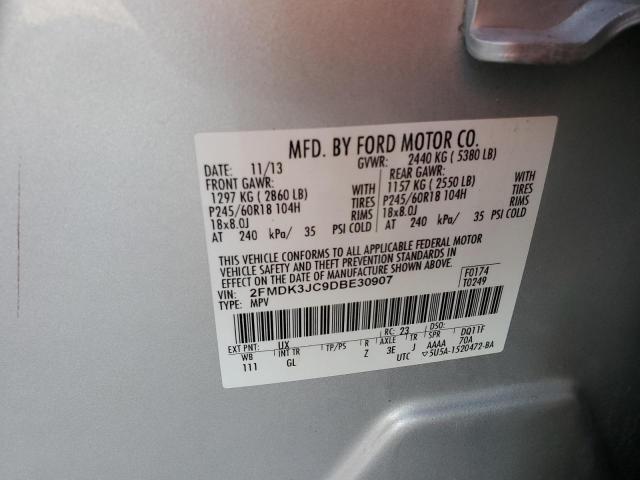 2FMDK3JC9DBE30907 - 2013 FORD EDGE SEL Argent photo 13