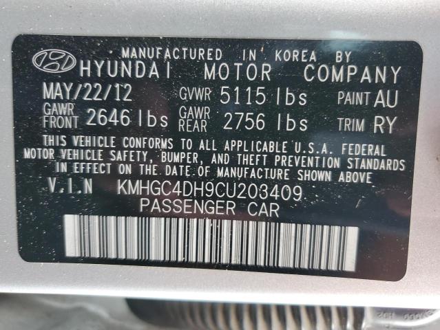 KMHGC4DH9CU203409 - 2012 HYUNDAI GENESIS 5.0L SILVER photo 12