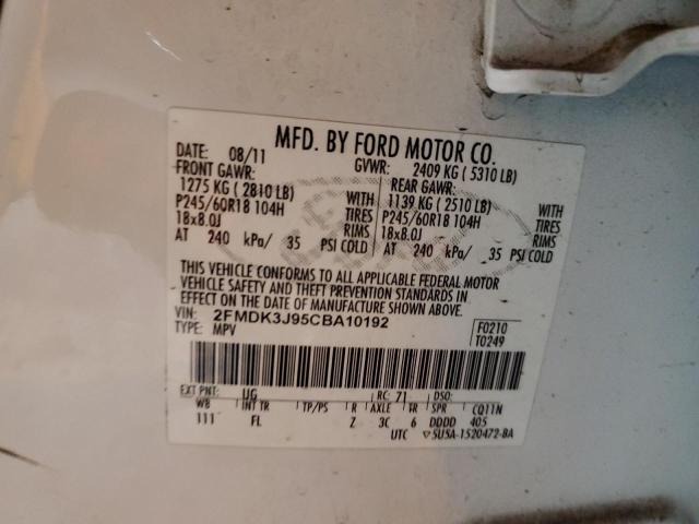 2FMDK3J95CBA10192 - 2012 FORD EDGE SEL 白色 照片 12