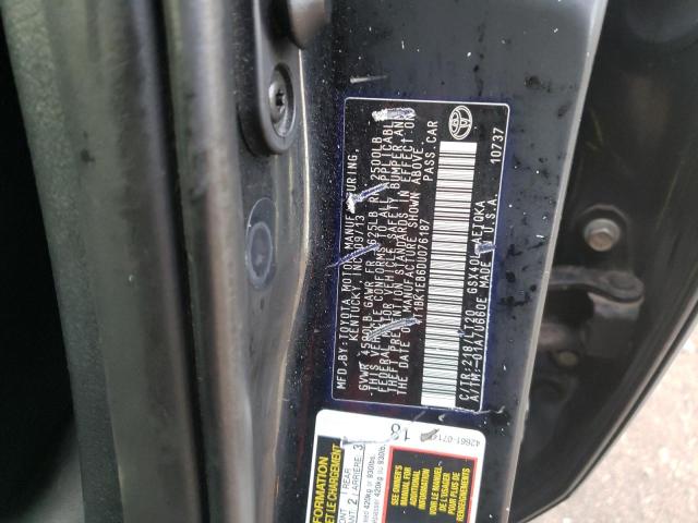 4T1BK1EB6DU076187 - 2013 TOYOTA AVALON BASE BLACK photo 12