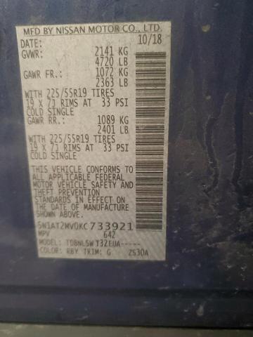 5N1AT2MV0KC733921 - 2019 NISSAN ROGUE S Mavi foto 14