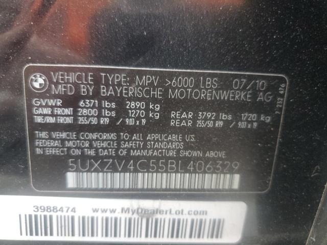 5UXZV4C55BL406329 - 2011 BMW X5 XDRIVE35I Qara foto 13