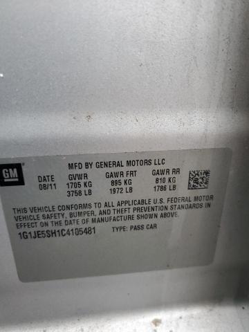 1G1JE5SH1C4105481 - 2012 CHEVROLET SONIC LTZ SILVER photo 12