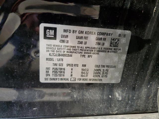 KL7CJLSB4KB933544 - 2019 CHEVROLET TRAX 1LT შავი ფოტო 13