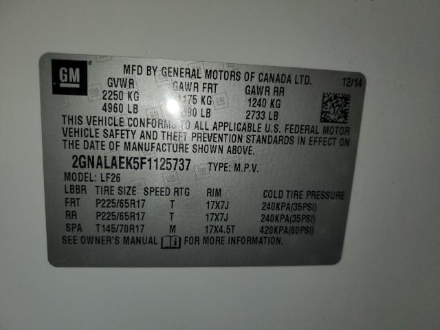 2GNALAEK5F1125737 - 2015 CHEVROLET EQUINOX LS WHITE photo 12