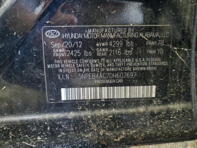 5NPEB4AC7DH607697 - 2013 HYUNDAI SONATA GLS 黑色 照片 12