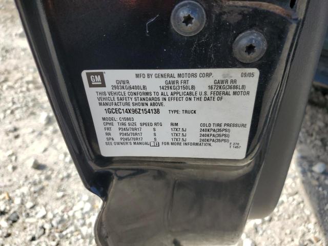 1GCEC14X96Z154138 - 2006 CHEVROLET SILVERADO C1500 Mavi foto 12