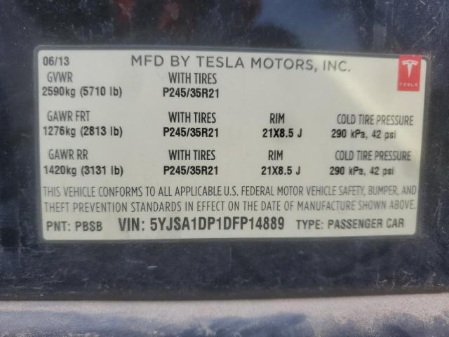 5YJSA1DP1DFP14889 - 2013 TESLA MODEL S Czarny zdjęcie 12