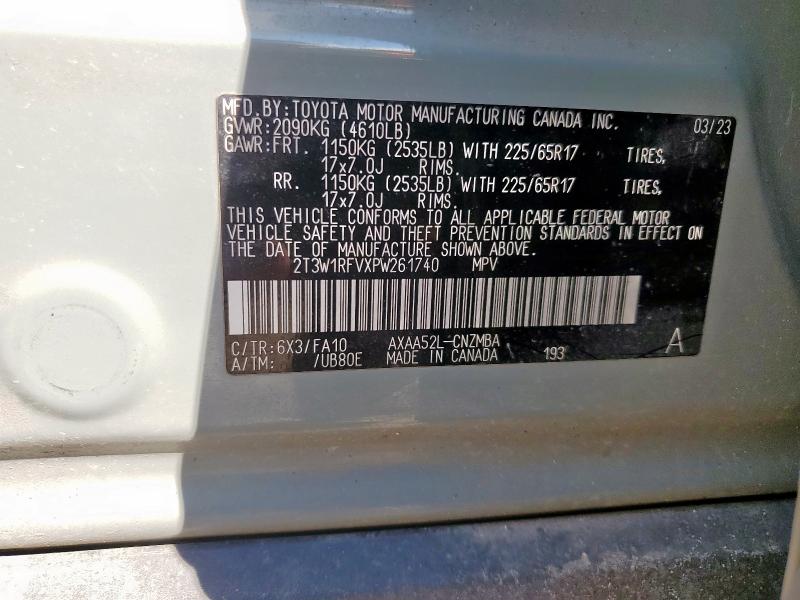 2T3W1RFVXPW261740 - 2023 TOYOTA RAV4 XLE Зелений фото 12