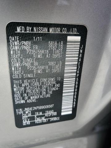 JN8AE2KP5B9006567 - 2011 NISSAN QUEST S GOLD photo 13