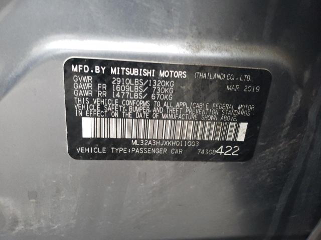 ML32A3HJXKH011003 - 2019 MITSUBISHI MIRAGE ES GRAY photo 12