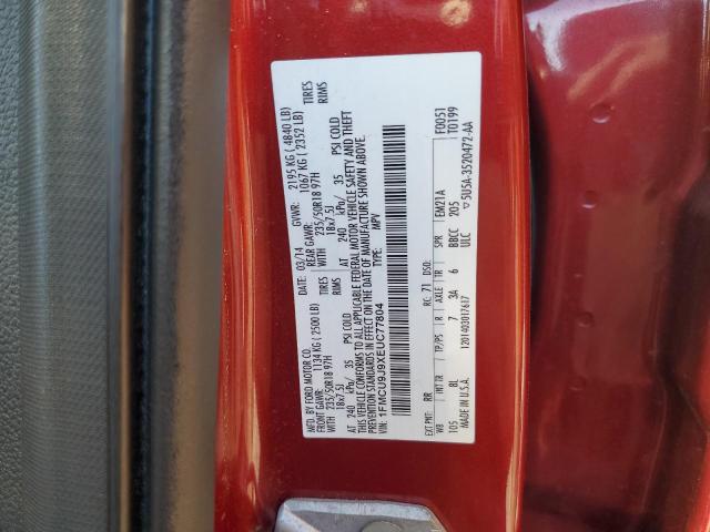1FMCU9J9XEUC77804 - 2014 FORD ESCAPE TITANIUM RED photo 13