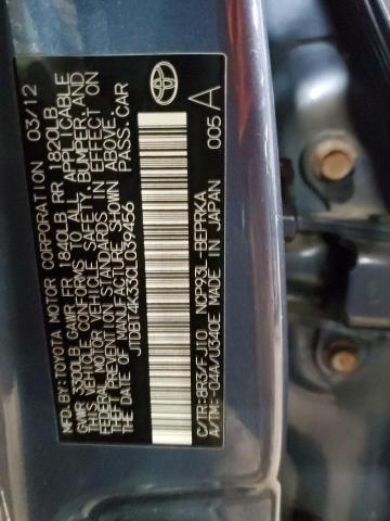 JTDBT4K33CL039456 - 2012 TOYOTA YARIS BLUE photo 13