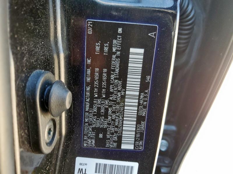 5TDGZRAH0MS524619 - 2021 TOYOTA HIGHLANDER XLE CHARCOAL photo 13