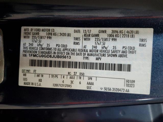 1FMCU0GD8JUB05613 - 2018 FORD ESCAPE SE Mavi foto 14