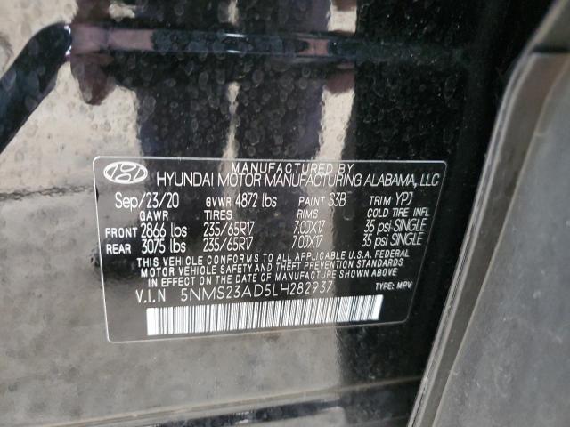 5NMS23AD5LH282937 - 2020 HYUNDAI SANTA FE SE BLACK photo 12