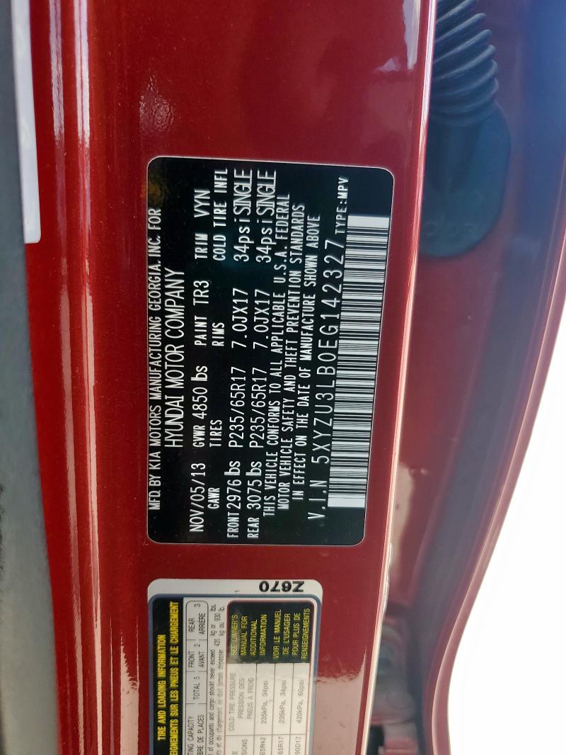5XYZU3LB0EG142327 - 2014 HYUNDAI SANTA FE S Червоний фото 13