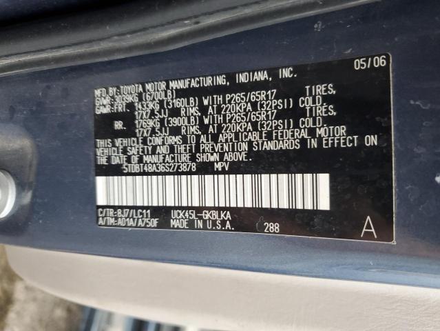 5TDBT48A36S273878 - 2006 TOYOTA SEQUOIA LIMITED SILVER photo 13