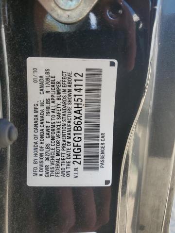 2HGFG1B6XAH514112 - 2010 HONDA CIVIC LX BLACK photo 12