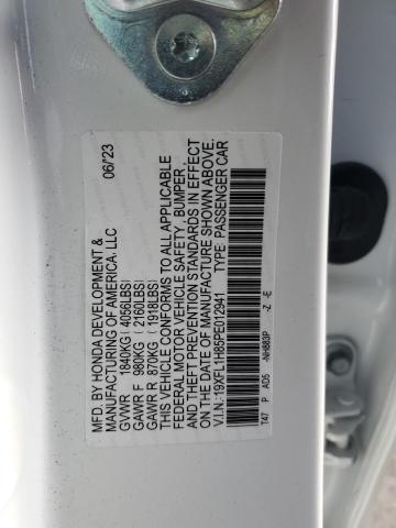 19XFL1H85PE012941 - 2023 HONDA CIVIC SPORT TOURING WHITE photo 12