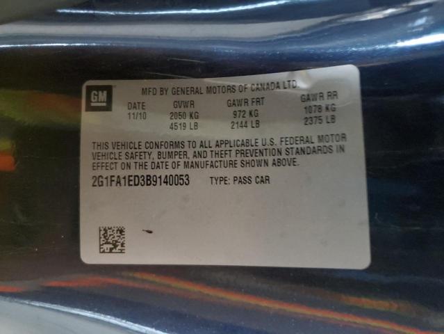 2G1FA1ED3B9140053 - 2011 CHEVROLET CAMARO LS BLUE photo 13