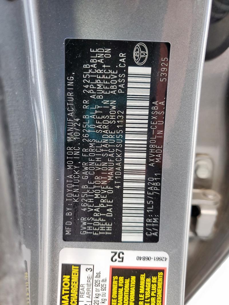 4T1DAACK7SU551132 - 2025 TOYOTA CAMRY XSE Boz foto 12