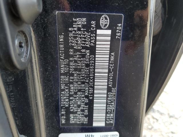 4T1BF3EK4BU662920 - 2011 TOYOTA CAMRY BASE BLACK photo 12