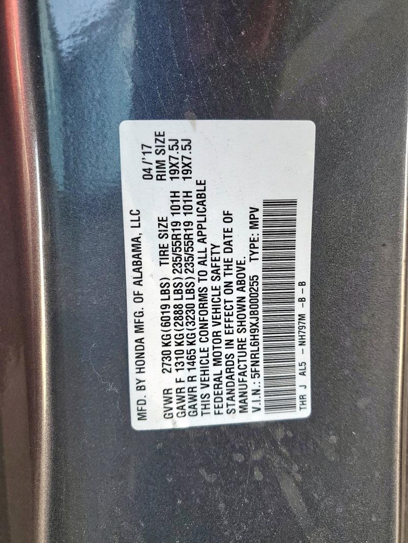 5FNRL6H9XJB000255 - 2018 HONDA ODYSSEY ELITE Szary zdjęcie 14