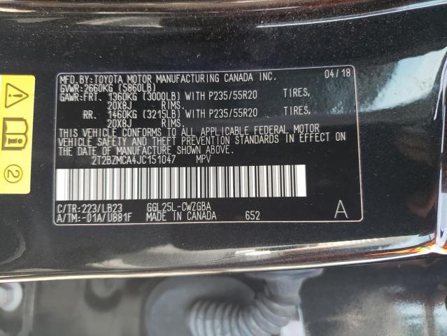 2T2BZMCA4JC151047 - 2018 LEXUS RX 350 BASE შავი ფოტო 13