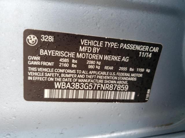 WBA3B3G57FNR87859 - 2015 BMW 328 XI BLUE photo 12