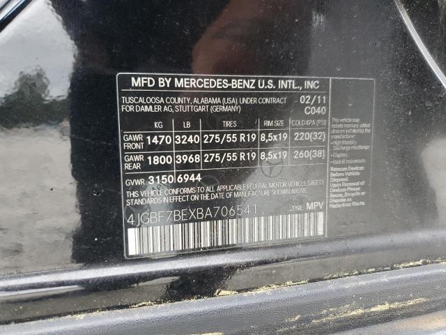 4JGBF7BEXBA706541 - 2011 MERCEDES-BENZ GL 450 4MATIC BLACK photo 13