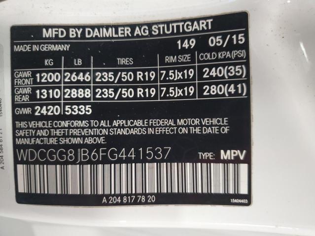 WDCGG8JB6FG441537 - 2015 MERCEDES-BENZ GLK 350 4MATIC WHITE photo 13