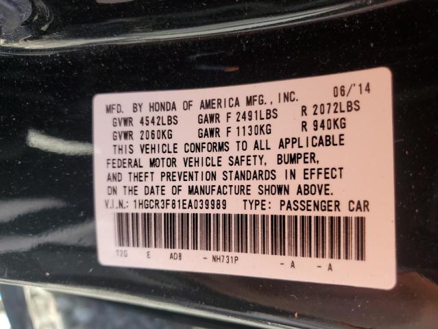 1HGCR3F81EA039989 - 2014 HONDA ACCORD EXL BLACK photo 13