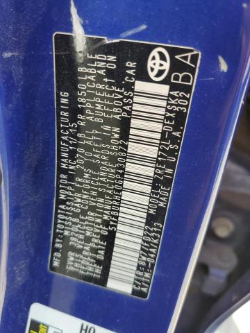 5YFBURHE0GP430872 - 2016 TOYOTA COROLLA L 蓝色 照片 12