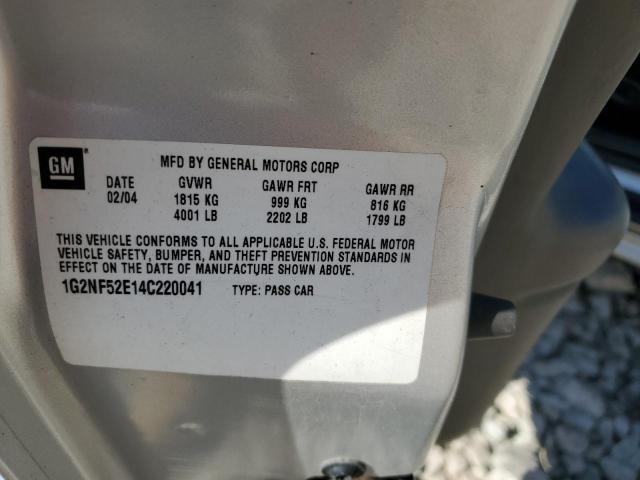 1G2NF52E14C220041 - 2004 PONTIAC GRAND AM SE1 SILVER photo 12