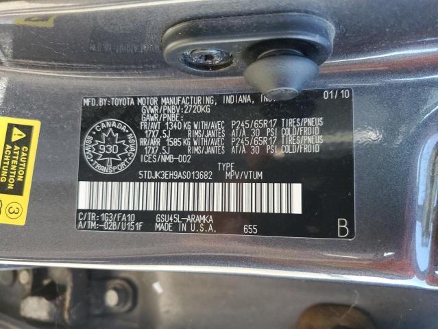 5TDJK3EH9AS013682 - 2010 TOYOTA HIGHLANDER SE GRAY photo 13