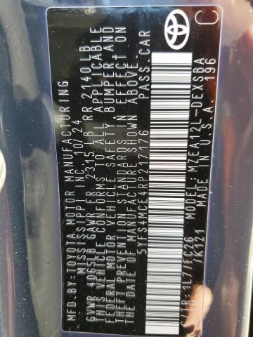 5YFS4MCE4RP217176 - 2024 TOYOTA COROLLA SE Gris foto 12