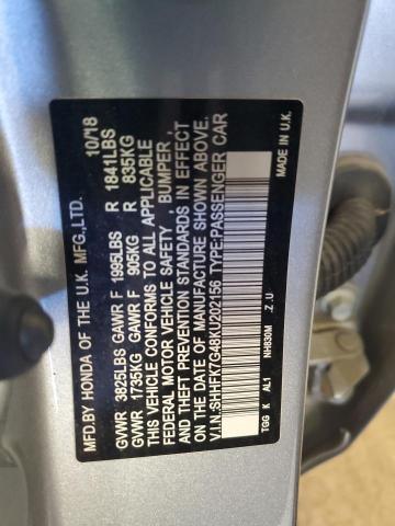 SHHFK7G48KU202156 - 2019 HONDA CIVIC SPORT Srebrny zdjęcie 12