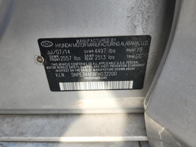 5NPE34AF8FH032200 - 2015 HYUNDAI SONATA SPORT SILVER photo 12