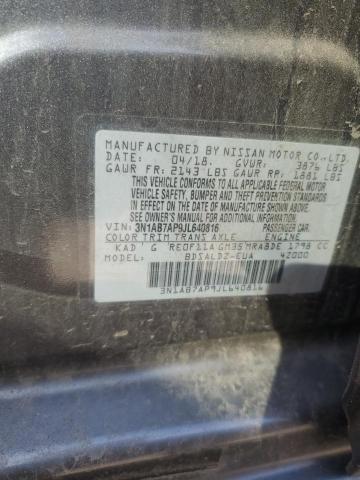 3N1AB7AP9JL640816 - 2018 NISSAN SENTRA S 银色 照片 12