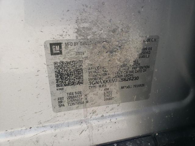 3GNAXKEV7KS626230 - 2019 CHEVROLET EQUINOX LT 银色 照片 14