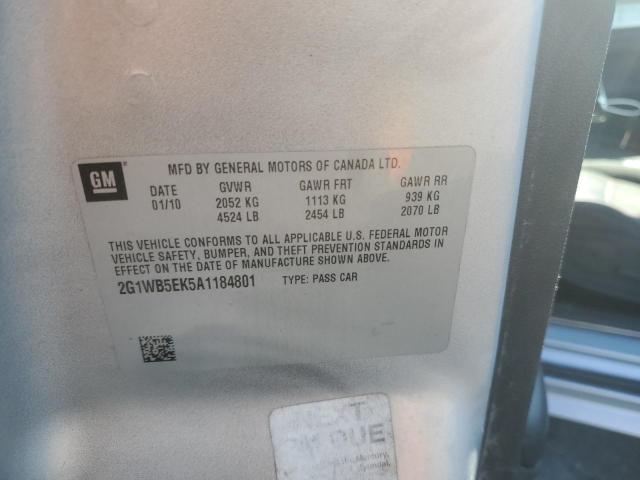 2G1WB5EK5A1184801 - 2010 CHEVROLET IMPALA LT 银色 照片 12