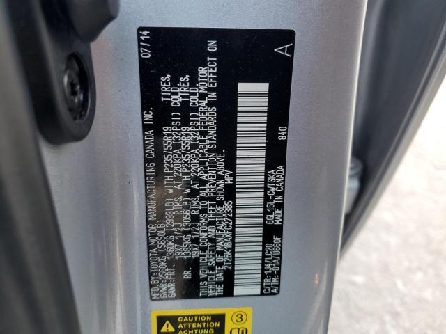 2T2BK1BAXFC272385 - 2015 LEXUS RX 350 BASE SILVER photo 13