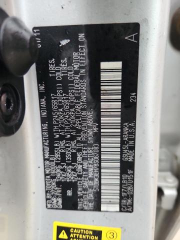 5TDBK3EH7BS067083 - 2011 TOYOTA HIGHLANDER BASE Күміс фото 12