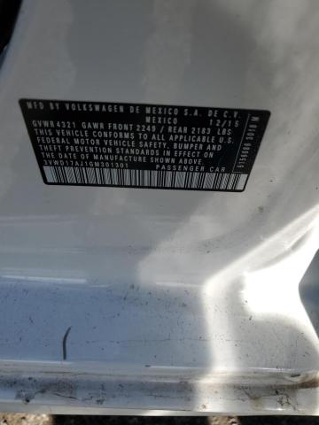3VWD17AJ1GM301301 - 2016 VOLKSWAGEN JETTA SPORT WHITE photo 12