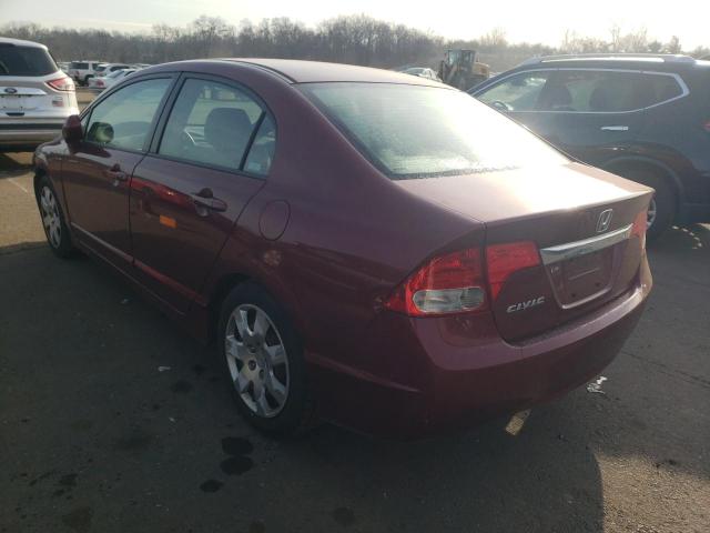 2HGFA16579H362160 - 2009 HONDA CIVIC LX BURGUNDY photo 2