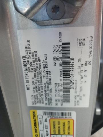 3FA6P0HD4HR244510 - 2017 FORD FUSION SE SILVER photo 13