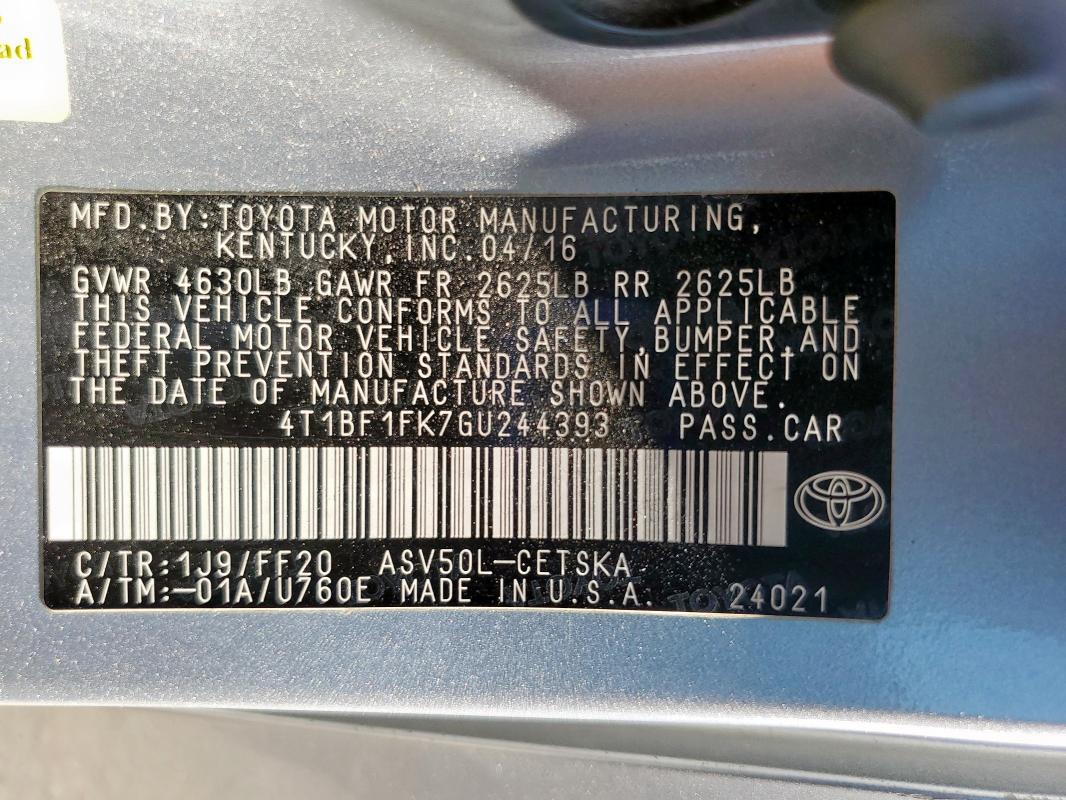 4T1BF1FK7GU244393 - 2016 TOYOTA CAMRY LE SILVER photo 13