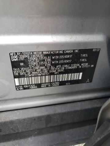 2T3W1RFV1NW190151 - 2022 TOYOTA RAV4 XLE GRAY photo 12